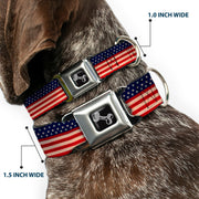 Dog Bone Seatbelt Buckle Collar - American Flag Stripe
