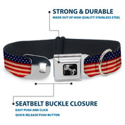 Dog Bone Seatbelt Buckle Collar - American Flag Stripe