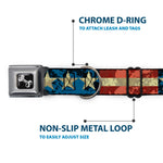 Dog Bone Seatbelt Buckle Collar - Americana Vintage Stars & Stripes