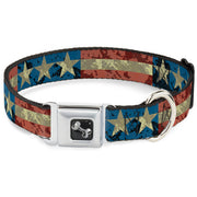 Dog Bone Seatbelt Buckle Collar - Americana Vintage Stars & Stripes