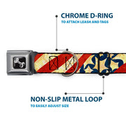 Dog Bone Seatbelt Buckle Collar - Americana Diagonal Vintage Stars & Stripes2