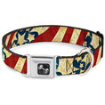 Load image into Gallery viewer, Dog Bone Seatbelt Buckle Collar - Americana Diagonal Vintage Stars & Stripes2
