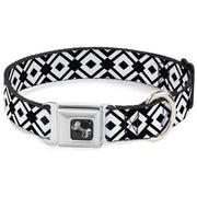 Dog Bone Seatbelt Buckle Collar - Aztec2 White/Black