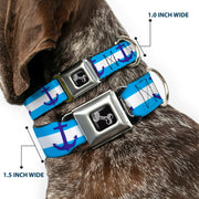 Dog Bone Seatbelt Buckle Collar - Anchor/Stripe Blues/White