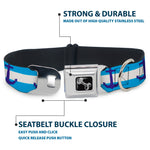 Dog Bone Seatbelt Buckle Collar - Anchor/Stripe Blues/White