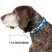 Dog Bone Seatbelt Buckle Collar - Anchor/Stripe Blues/White