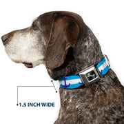 Dog Bone Seatbelt Buckle Collar - Anchor/Stripe Blues/White