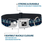 Dog Bone Seatbelt Buckle Collar - Aztec4 Blues/White/Gray