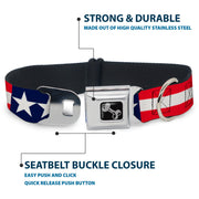 Dog Bone Seatbelt Buckle Collar - Americana Stars & Stripes