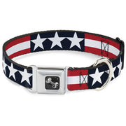Dog Bone Seatbelt Buckle Collar - Americana Stars & Stripes