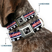 Dog Bone Seatbelt Buckle Collar - Aztec13 White/Navy/Red/Black