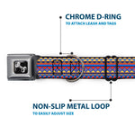 Dog Bone Seatbelt Buckle Collar - Aztec 15 Blues/Yellow/Orange/Gray