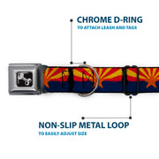 Dog Bone Seatbelt Buckle Collar - Arizona Flag Distressed Painting