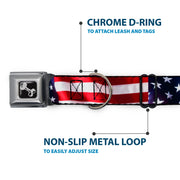 Dog Bone Seatbelt Buckle Collar - American Flag Vivid CLOSE-UP