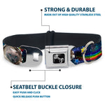 Dog Bone Seatbelt Buckle Collar - Astronaut Cats in Space/Rainbows/Stars