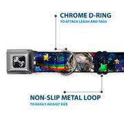 Dog Bone Seatbelt Buckle Collar - Astronaut Cats in Space/Rainbows/Stars