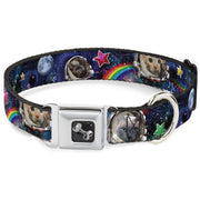Dog Bone Seatbelt Buckle Collar - Astronaut Cats in Space/Rainbows/Stars