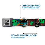 Dog Bone Seatbelt Buckle Collar - Aliens & UFO's Galaxy/Green/Black/White