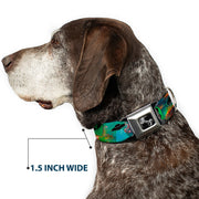 Dog Bone Seatbelt Buckle Collar - Aliens & UFO's Galaxy/Green/Black/White