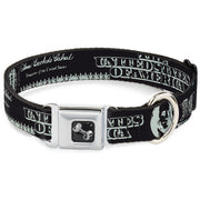 Dog Bone Seatbelt Buckle Collar - Americana One Hundred Dollar Bill Elements Black/Gray