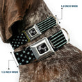 Load image into Gallery viewer, Dog Bone Seatbelt Buckle Collar - Americana Stars & Stripes2 Weathered Black/Gray
