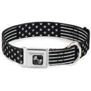 Dog Bone Seatbelt Buckle Collar - Americana Stars & Stripes2 Weathered Black/Gray