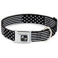 Load image into Gallery viewer, Dog Bone Seatbelt Buckle Collar - Americana Stars & Stripes2 Black/White
