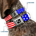 Load image into Gallery viewer, Dog Bone Seatbelt Buckle Collar - Americana Stars & Stripes2 Red/White/Blue
