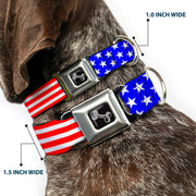Dog Bone Seatbelt Buckle Collar - Americana Stars & Stripes2 Red/White/Blue