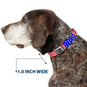 Dog Bone Seatbelt Buckle Collar - Americana Stars & Stripes2 Red/White/Blue
