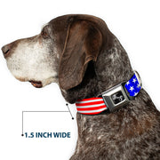 Dog Bone Seatbelt Buckle Collar - Americana Stars & Stripes2 Red/White/Blue