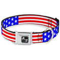 Load image into Gallery viewer, Dog Bone Seatbelt Buckle Collar - Americana Stars & Stripes2 Red/White/Blue
