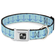 Dog Bone Seatbelt Buckle Collar - Anchor2 CLOSE-UP Turquoise/Blues