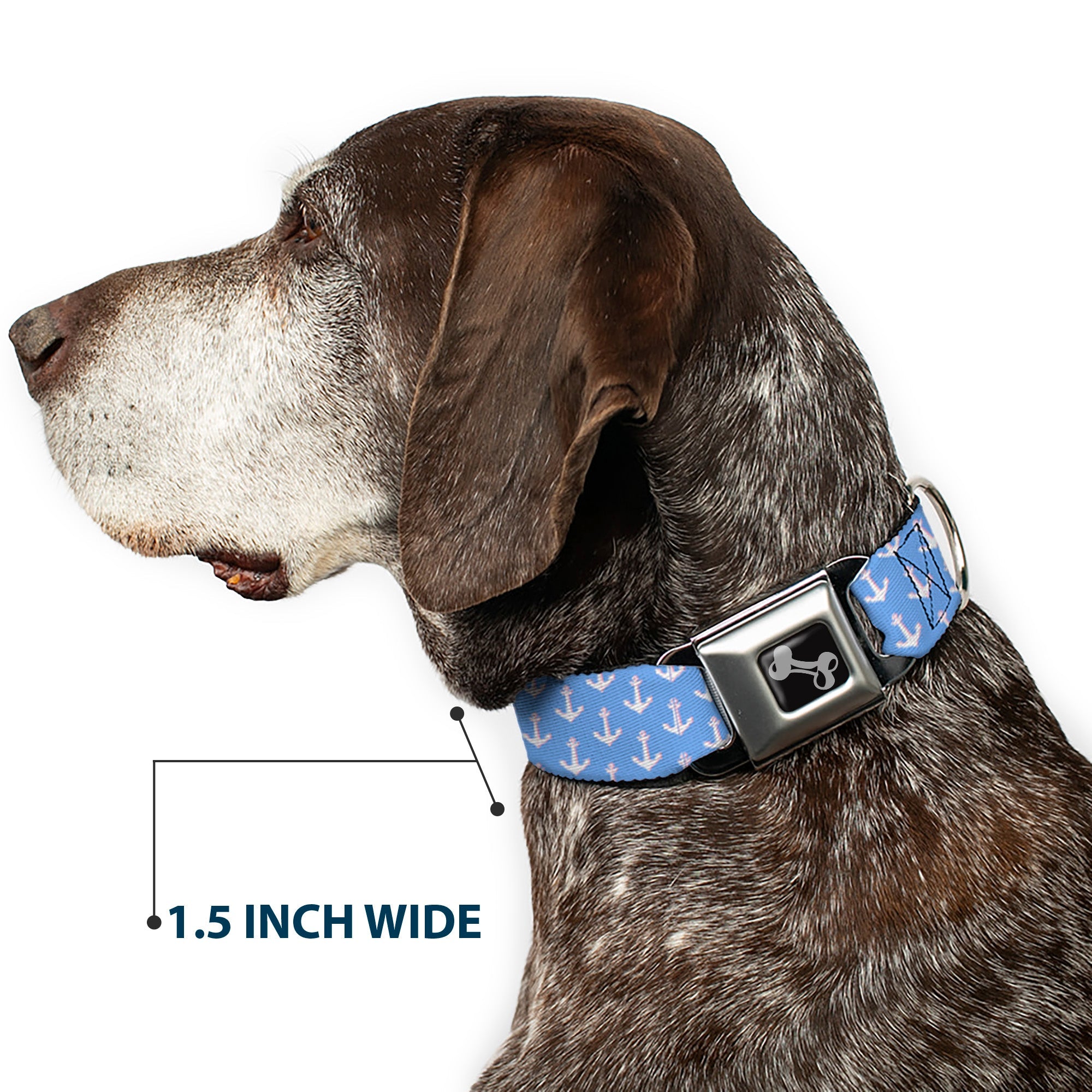 Dog Bone Seatbelt Buckle Collar - Anchor2 Monogram Baby Blue/Baby Pink/White