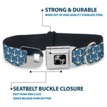 Dog Bone Seatbelt Buckle Collar - Anchor2 Monogram Baby Blue/Navy/White