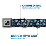 Dog Bone Seatbelt Buckle Collar - Anchor2/Helm Monogram Navy/Turquoise/White