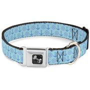 Dog Bone Seatbelt Buckle Collar - Anchor2/Helm Monogram Blues