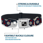 Dog Bone Seatbelt Buckle Collar - Anchor3/Helm Monogram Navy/Red/Cream