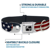 Dog Bone Seatbelt Buckle Collar - Americana Rustic Stars & Stripes