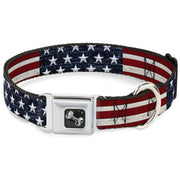 Dog Bone Seatbelt Buckle Collar - Americana Rustic Stars & Stripes