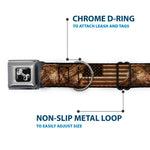 Dog Bone Seatbelt Buckle Collar - Americana Eagle & Flag Rustic Wood Grain