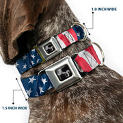 Dog Bone Seatbelt Buckle Collar - American Flag Vertical CLOSE-UP