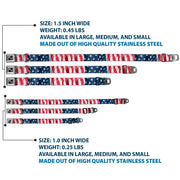 Dog Bone Seatbelt Buckle Collar - American Flag Vertical CLOSE-UP
