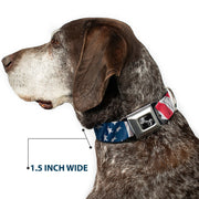 Dog Bone Seatbelt Buckle Collar - American Flag Vertical CLOSE-UP