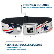 Dog Bone Seatbelt Buckle Collar - Americana Diagonal Stars & Stripes White/Red/Blue