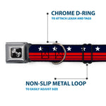 Dog Bone Seatbelt Buckle Collar - Americana Stars & Stripes4 Blue/White/Red