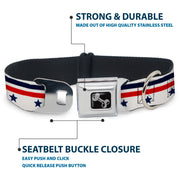 Dog Bone Seatbelt Buckle Collar - Americana Stars & Stripes5 White/Blue/Red