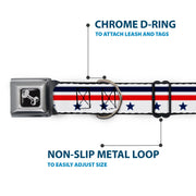 Dog Bone Seatbelt Buckle Collar - Americana Stars & Stripes5 White/Blue/Red