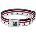 Load image into Gallery viewer, Dog Bone Seatbelt Buckle Collar - Americana Stars & Stripes5 White/Blue/Red
