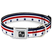 Dog Bone Seatbelt Buckle Collar - Americana Stars & Stripes5 White/Blue/Red